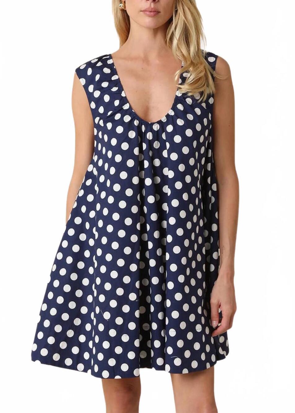 NEW OLIVACEOUS erin polka dot swing mini dress in navy